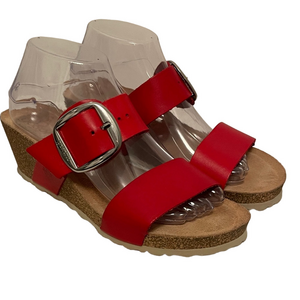 Women’s Yokono Red Buckle Strap Wedge Sandals Size 41
